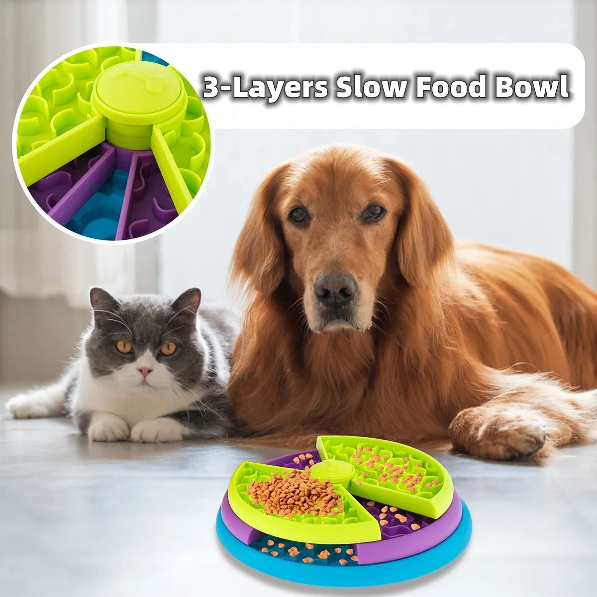 Slow Feed Puzzle Bowl – Healthy Mealtime Fun for Cats & Dogs!